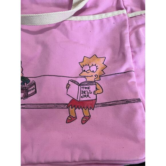 The Simpsons Lisa The Bell Jar Canvas Pink tote duffel bag - Picture 2 of 6